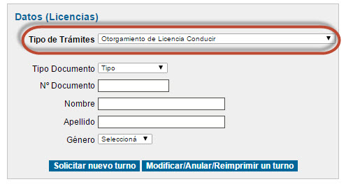Turno para la licencia de manejo